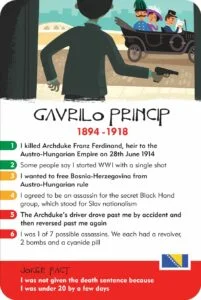 gavrilo princip, world war 1, serbian nationalist, black hand, archduke franz ferdinand, card game, educational games, facts for children
