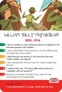 billy mcfadzean, world war one, history heroes, card games, battle of the somme, educational games, facts for children