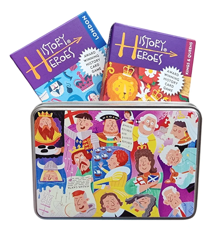 Two History Heroes packs behind the Kings & Queens gift tin